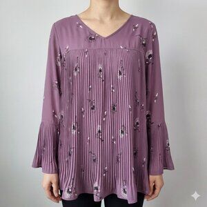 NWT - Style & Co Petite Pleated Long Sleeve Blouse Size Petite Med